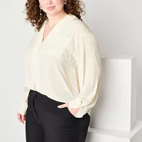 Worthington Plus Womens Soft Blouse
