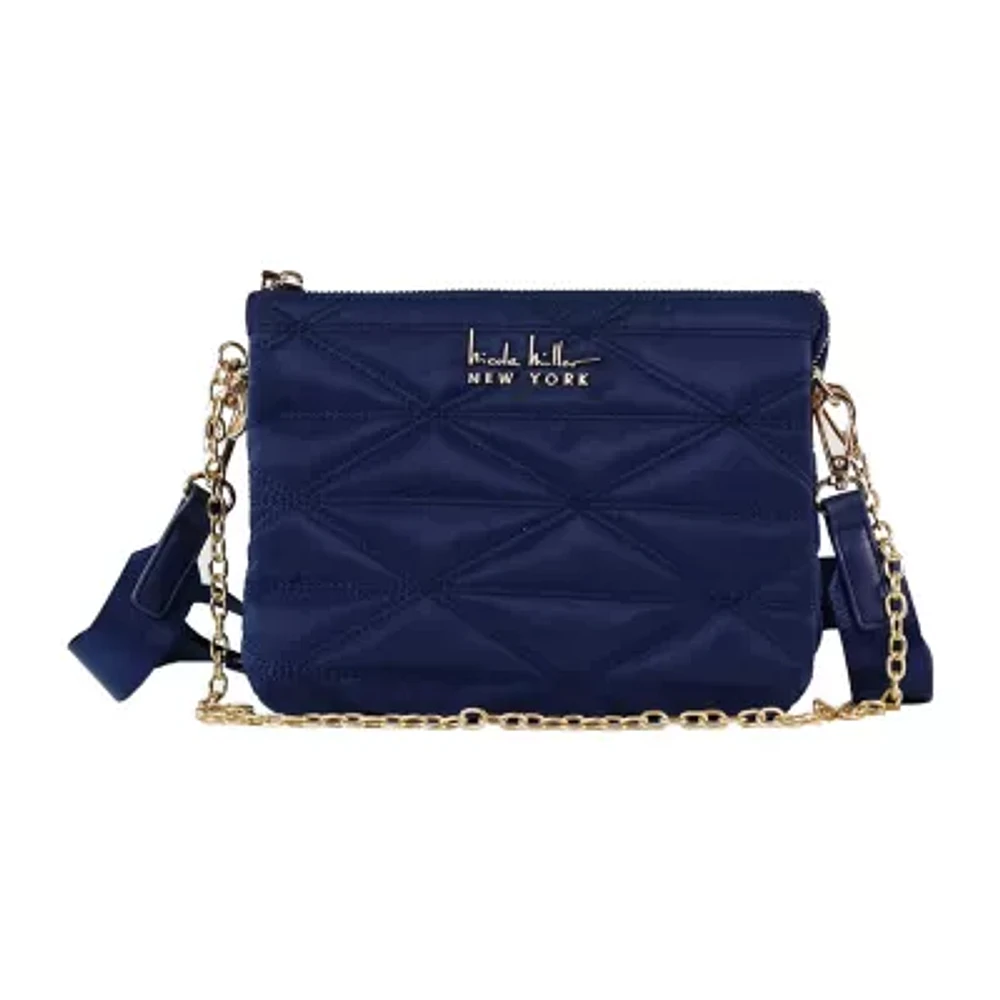 Nicole Miller Nylon Triple Compartment Crossbody Bag