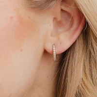 (G,Si2) 1/4 CT. T.W. Lab Grown White Diamond 10K Gold 21.9mm Hoop Earrings