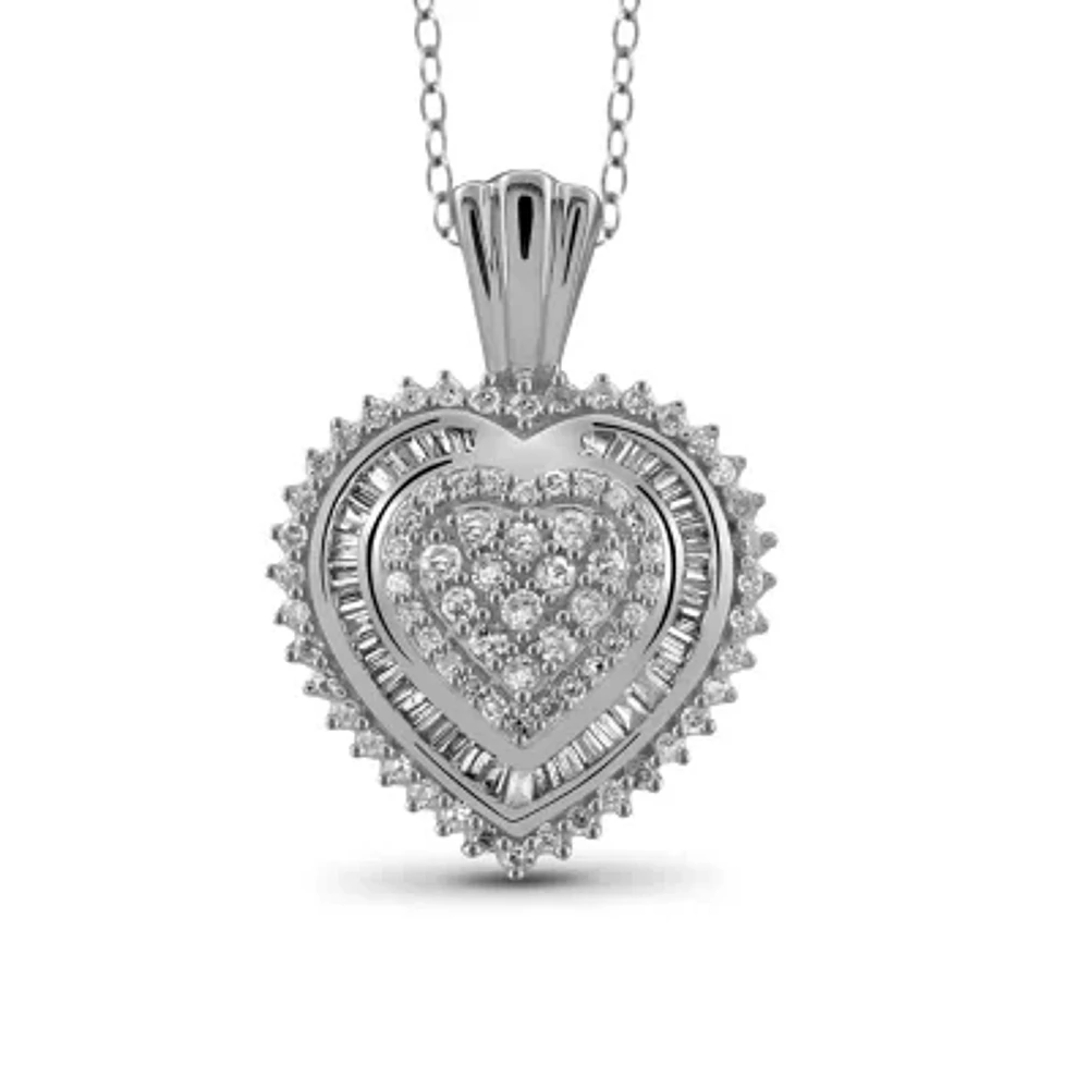 1/2 CT. T.W. Diamond 10K White Gold Heart Pendant Necklace