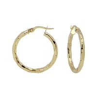 14K Yellow Gold 25mm Diamond-Cut Hoop Earrings