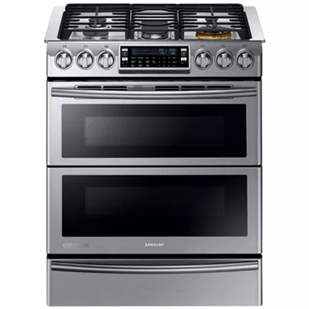 Samsung 5.8 cu. ft. Chef Collection Slide-In Dual Fuel Range with Flex Duo™  Oven and Dual Door