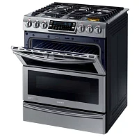 Samsung 5.8 cu. ft. Chef Collection Slide-In Dual Fuel Range with Flex Duo™  Oven and Dual Door