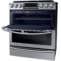 Samsung 5.8 cu. ft. Chef Collection Slide-In Dual Fuel Range with Flex Duo™  Oven and Dual Door