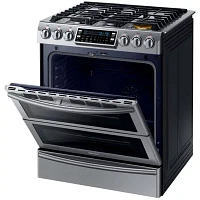 Samsung 5.8 cu. ft. Chef Collection Slide-In Dual Fuel Range with Flex Duo™  Oven and Dual Door