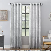 Archaeo Seersucker Stripe Sheer Grommet Top Single Curtain Panel