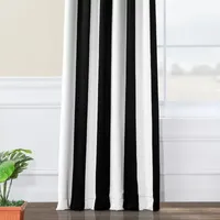 Exclusive Fabrics & Furnishing Awning Stripe Light-Filtering Rod Pocket Back Tab Single Curtain Panel