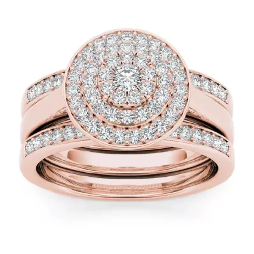 Womens / CT. T.W. Natural White Diamond 10K Rose Gold Round Bridal Set