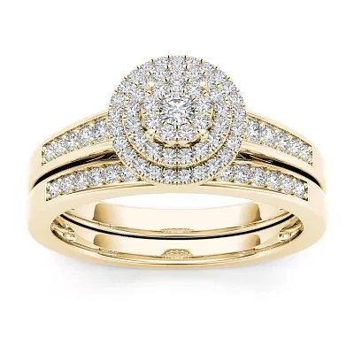 Womens CT. T.W. Natural White Diamond 10K Gold Round Bridal Set