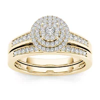 Womens CT. T.W. Natural White Diamond 10K Gold Round Bridal Set