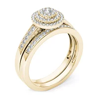 Womens CT. T.W. Natural White Diamond 10K Gold Round Bridal Set