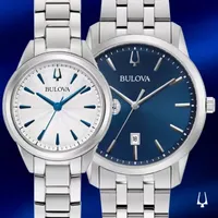 Bulova Sutton Mens Silver Tone Stainless Steel Bracelet Watch 96b338