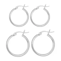 Silver Treasures Sterling Silver 2 Pair Earring Set