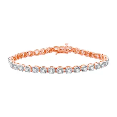 Womens 3 CT. T.W. Natural White Diamond 10K Rose Gold 7.5 Inch Tennis Bracelet