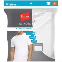 Hanes Ultimate Comfort Blend Mens 4 Pack Short Sleeve Crew Neck Moisture Wicking T-Shirt