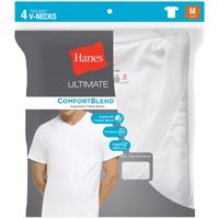 Hanes Ultimate Comfort Blend Mens 4 Pack Short Sleeve V Neck Moisture Wicking T-Shirt