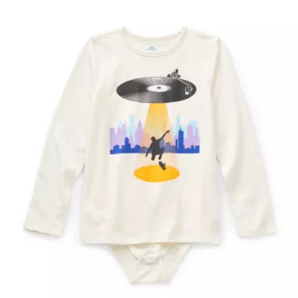 Thereabouts Little & Big Boys Adaptive Crew Neck Long Sleeve Bodysuit