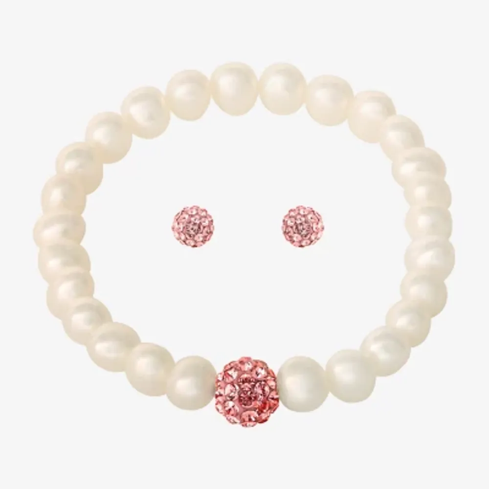 Pink Crystal Cultured Freshwater Pearl 14K Gold 2-pc. Jewelry Set