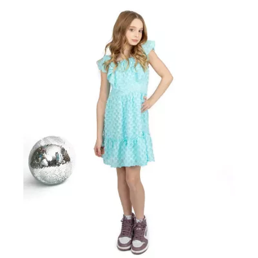 Emerald Sundae Big Girls Short Sleeve Flutter A-Line Dress