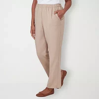 Alfred Dunner Tuscan Sun Womens Mid Rise Straight Pull-On Pants