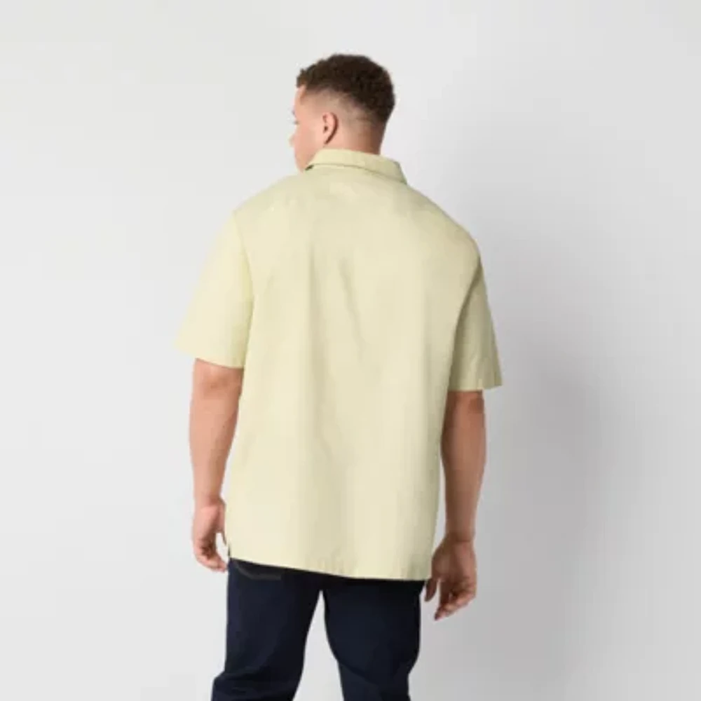 Walker Hayes for JCPenney Snap Front Mens Big and Tall Classic Fit Short Sleeve Easy Care Button-Down Shirt