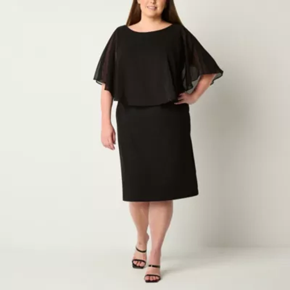 Connected Apparel Plus Sleeveless Popover Sheath Dress