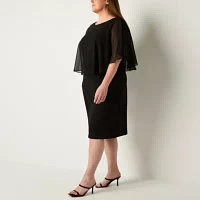 Connected Apparel Plus Sleeveless Popover Sheath Dress