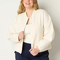 Stylus Lightweight Womens Plus Bomber Jacket