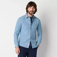 Walker Hayes for JCPenney Chambray Mens Regular Fit Long Sleeve Button-Down Shirt