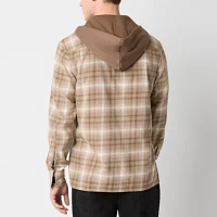 Arizona Mens Easy-on + Easy-off ADAPTIVE Long Sleeve Hooded Flannel Shirt