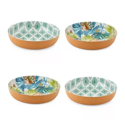 Turquoise Sun 4-pc. Dishwasher Safe Mixed Print Melamine Bowls