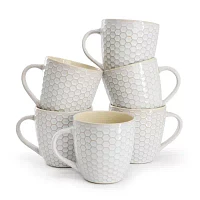 Elama Honeycomb 6 Piece White 6-pc. Geometric Coffee Mug