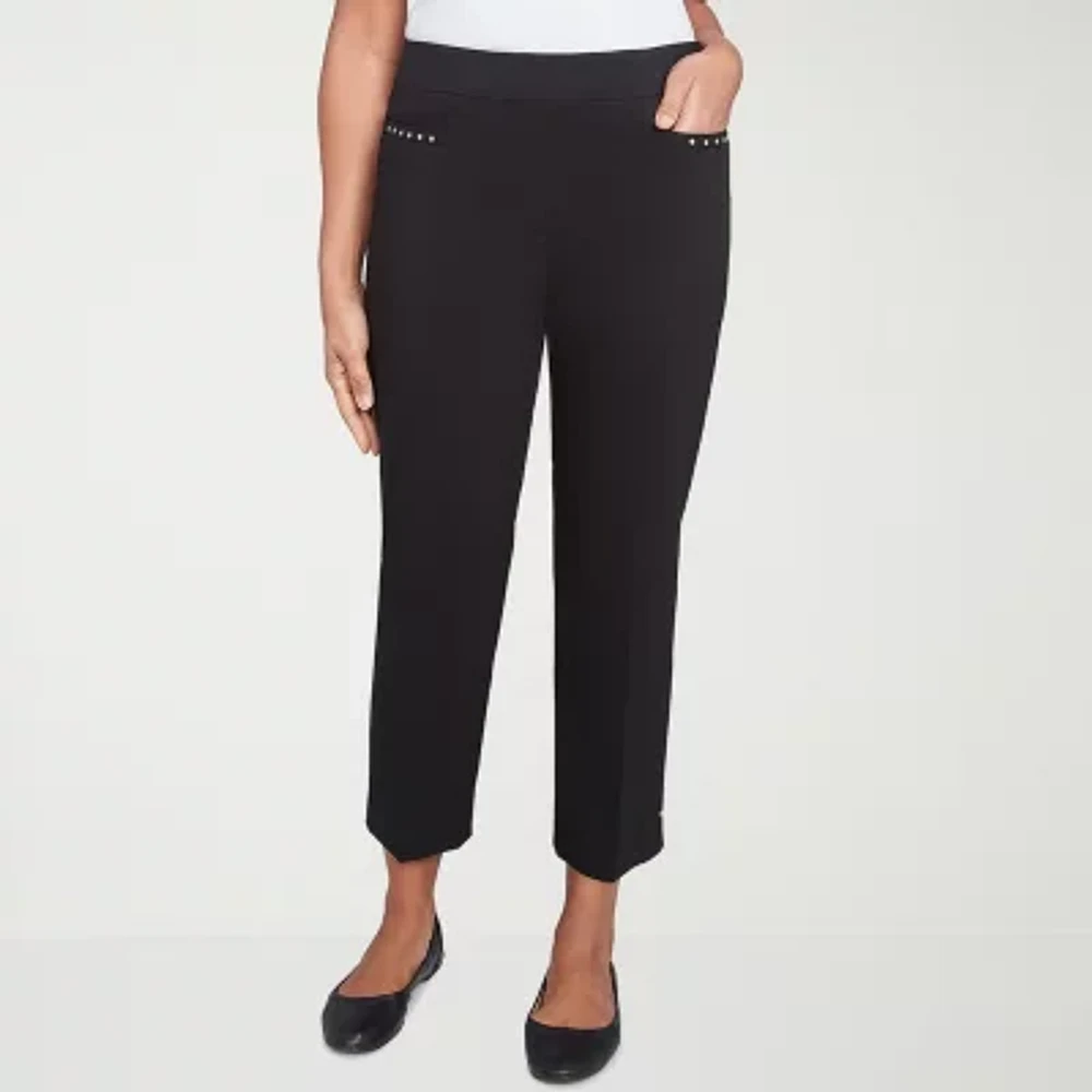 Alfred Dunner Natural Instinct Womens Stretch Fabric Straight Fit Ankle Pant