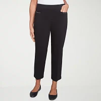 Alfred Dunner Natural Instinct Womens Stretch Fabric Straight Fit Ankle Pant
