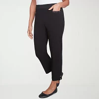 Alfred Dunner Natural Instinct Womens Stretch Fabric Straight Fit Ankle Pant