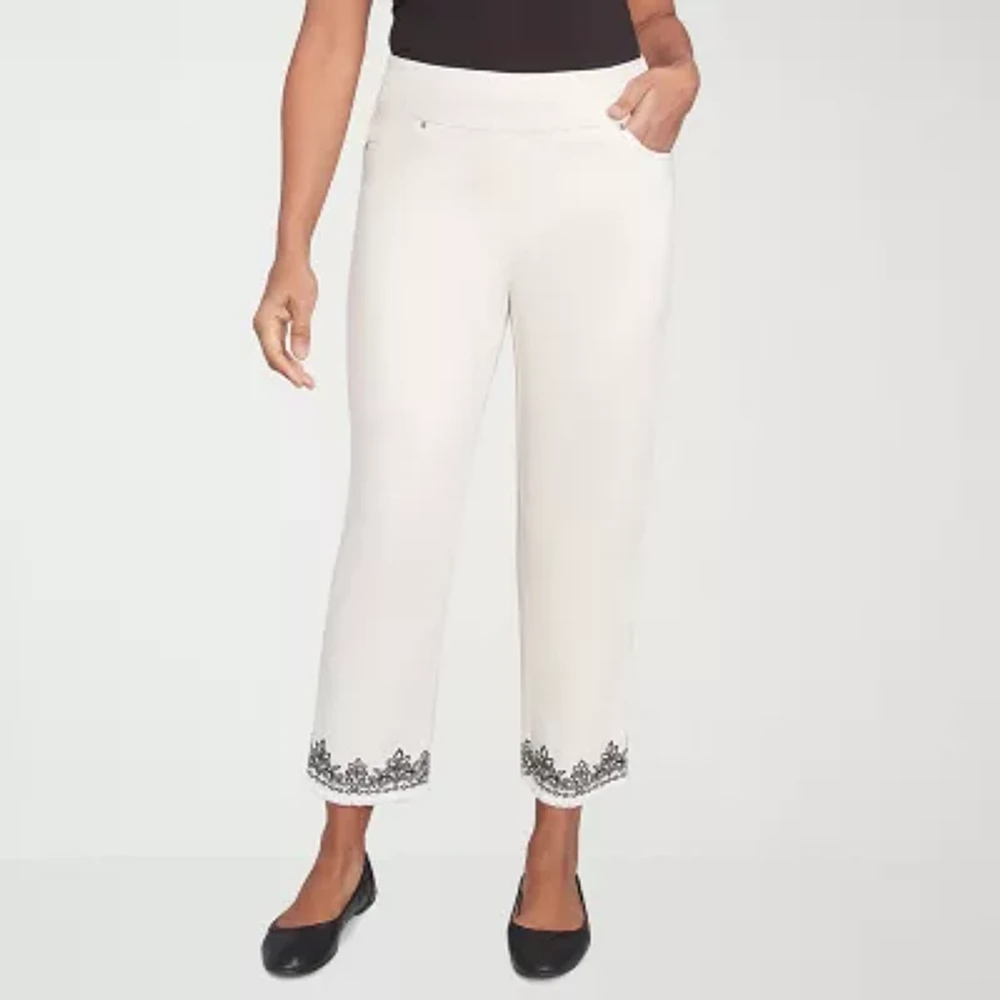 Alfred Dunner Natural Instinct Womens Stretch Fabric Straight Fit Ankle Pant
