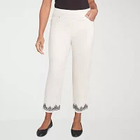Alfred Dunner Natural Instinct Womens Stretch Fabric Straight Fit Ankle Pant