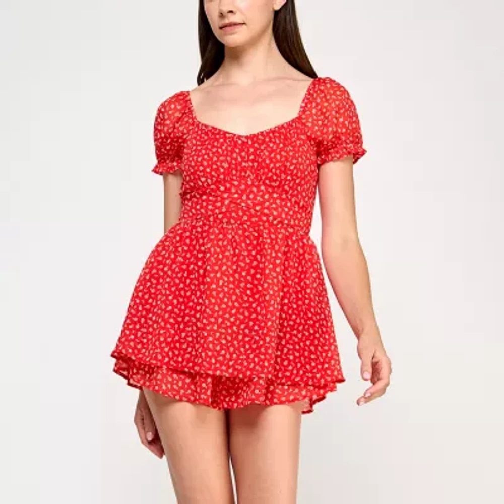 Trixxi Short Sleeve Womens Romper-Juniors