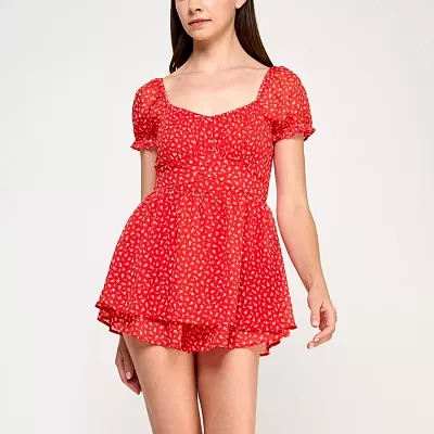 Trixxi Short Sleeve Womens Romper-Juniors
