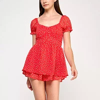 Trixxi Short Sleeve Womens Romper-Juniors