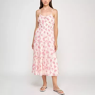 Trixxi Womens Sleeveless Floral Midi Fit + Flare Dress Juniors