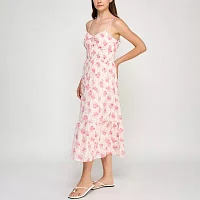 Trixxi Womens Sleeveless Floral Midi Fit + Flare Dress Juniors