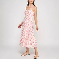 Trixxi Womens Sleeveless Floral Midi Fit + Flare Dress Juniors
