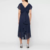 S. L. Fashions Womens Short Sleeve Midi Shift Dress