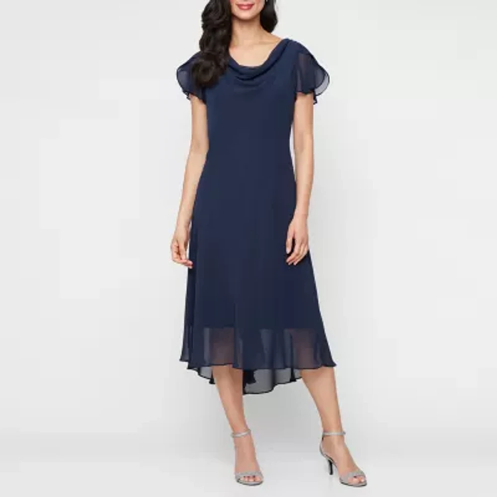S. L. Fashions Womens Short Sleeve Midi Shift Dress
