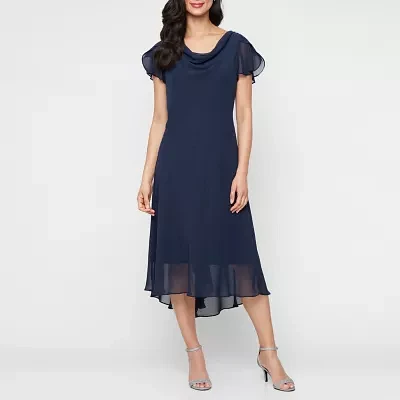 S. L. Fashions Womens Short Sleeve Midi Shift Dress