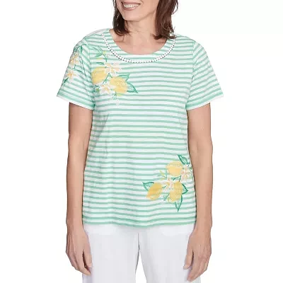 Alfred Dunner Rise And Shine Womens Crew Neck Short Sleeve T-Shirt
