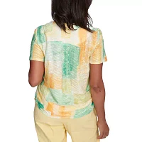 Alfred Dunner Rise And Shine Womens Crew Neck Short Sleeve T-Shirt