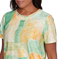 Alfred Dunner Rise And Shine Womens Crew Neck Short Sleeve T-Shirt