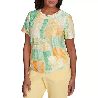 Alfred Dunner Rise And Shine Womens Crew Neck Short Sleeve T-Shirt